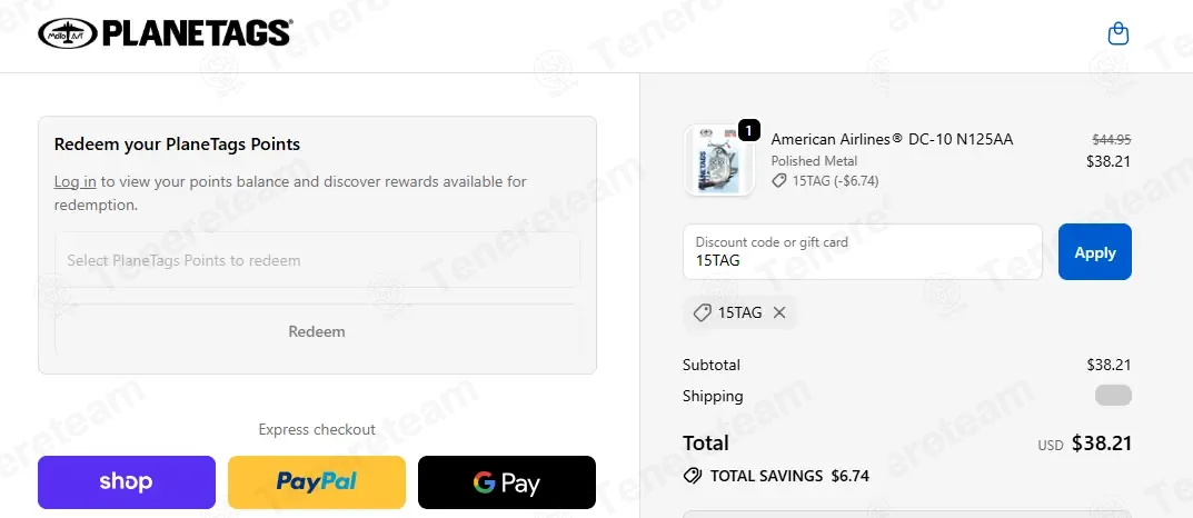 PlaneTags coupon code: 15% off with 15TAG. Tested and valid as 1 month ago.