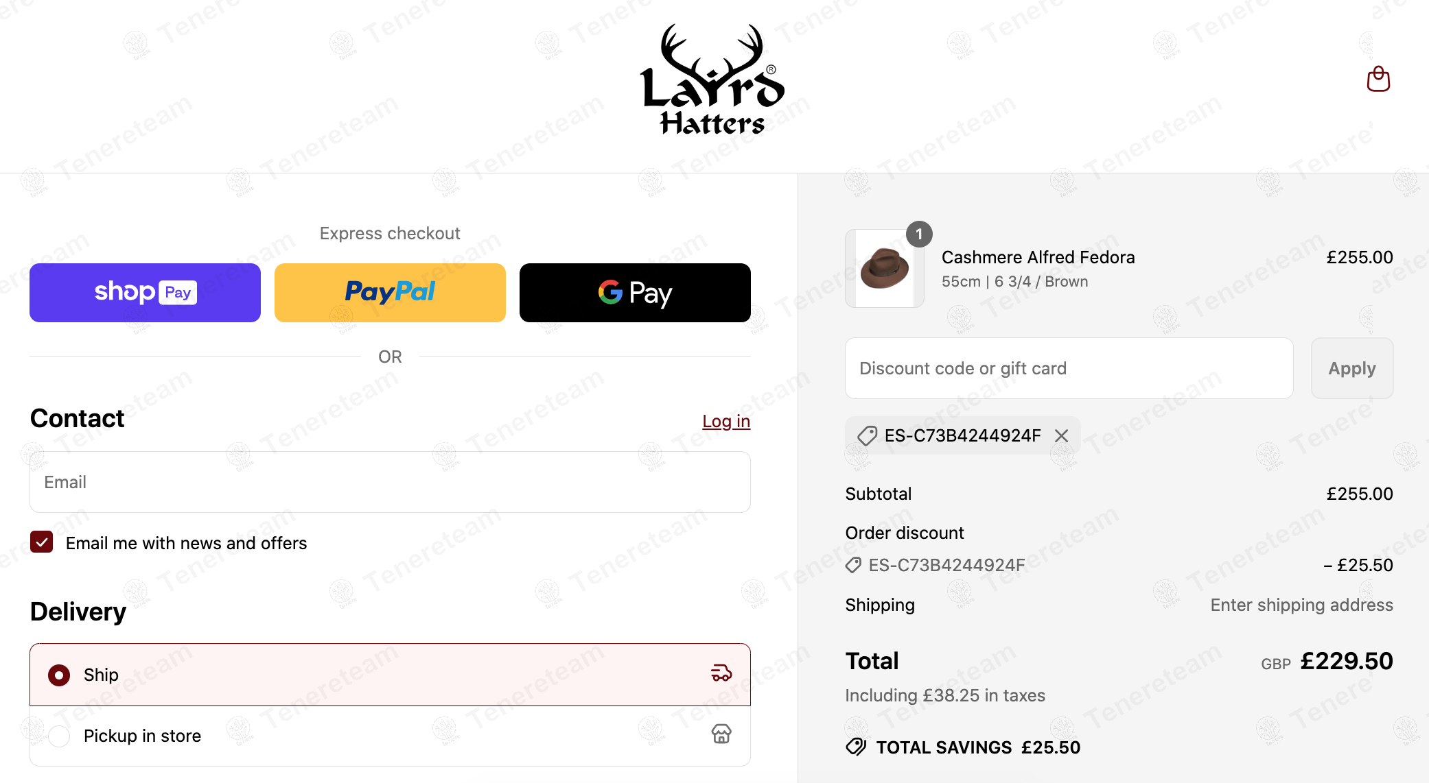 Laird Hatters coupon code: 10% off with ES-C73B4244924F. Tested and valid as 1 year ago.