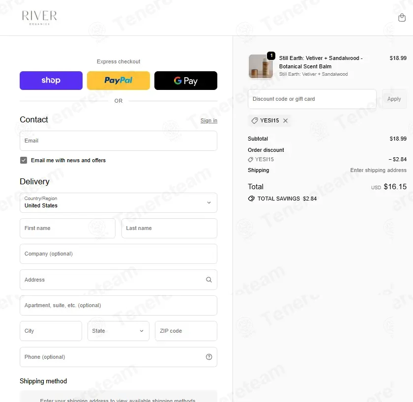 River Organics coupon code: 15% off with YESI15. Tested and valid as 3 months ago.