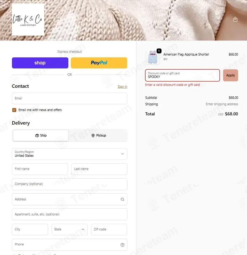 Little K & Co coupon code: 30% off with SPOOKY. Tested and valid as 2 months ago.