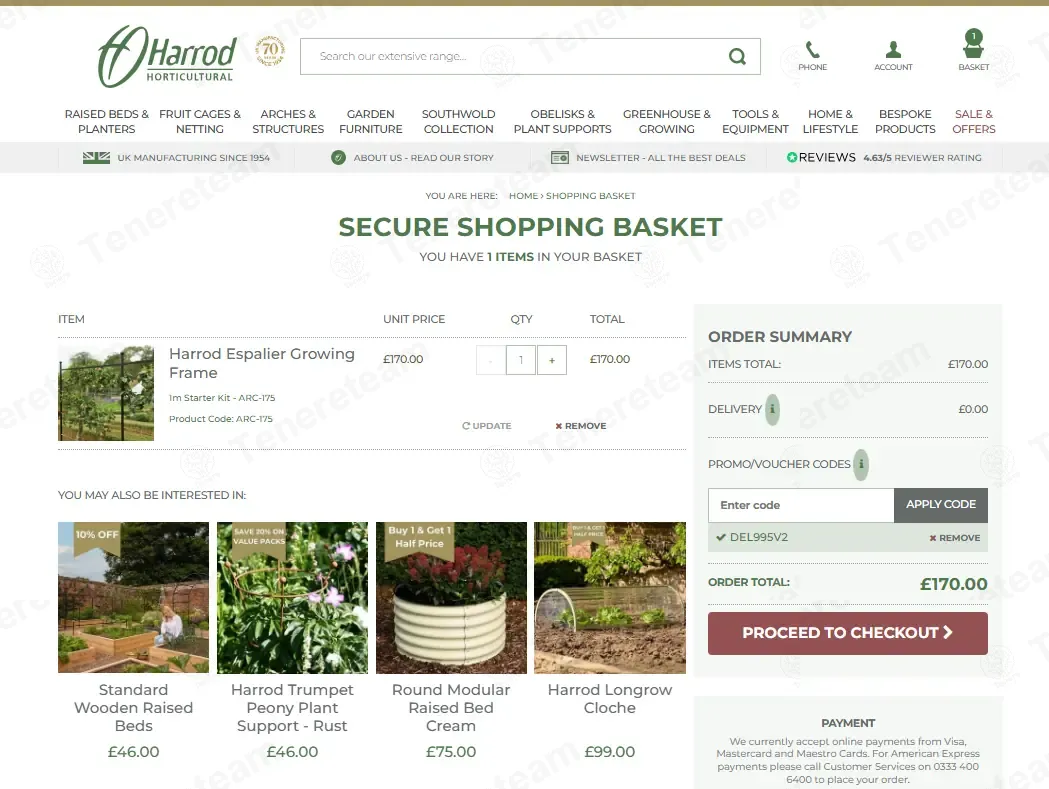 Harrod Horticultural coupon code: 100% off with DEL995V2. Tested and valid as 3 weeks ago.