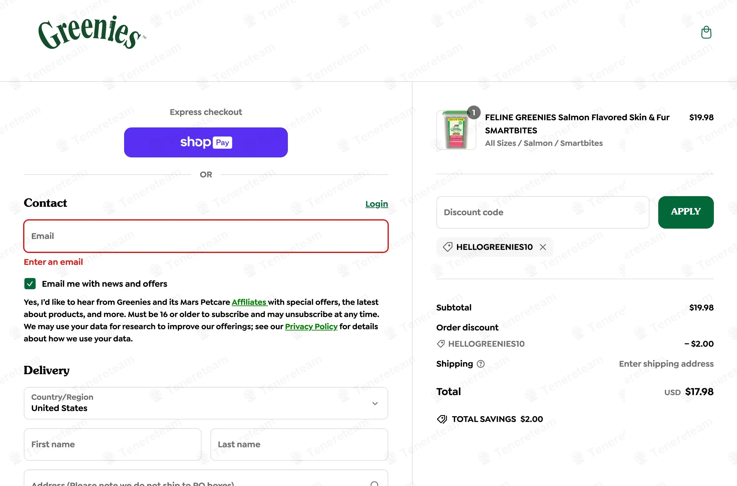 Greenies coupon code: 10% off with HELLOGREENIES10. Tested and valid as 4 months ago.