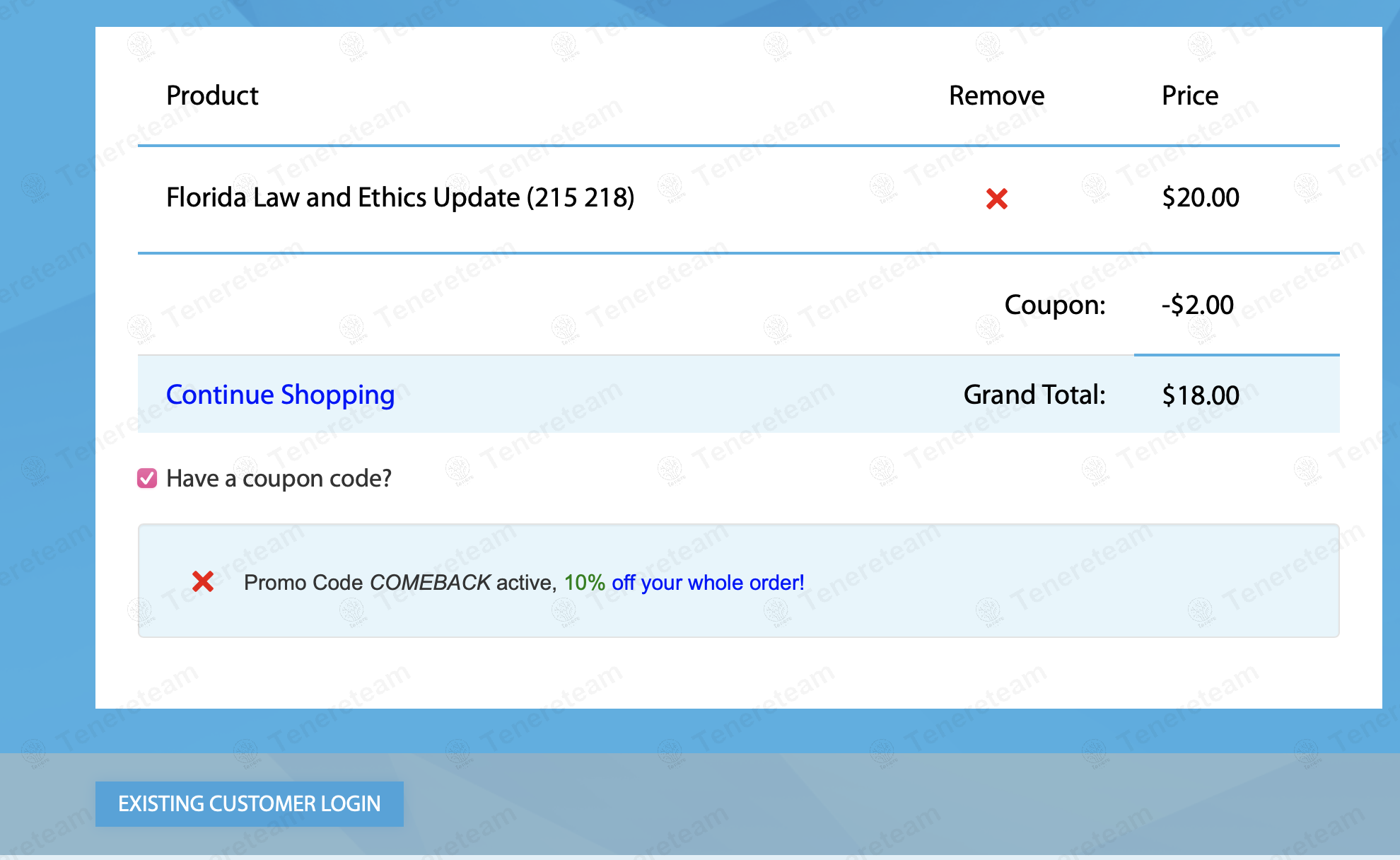Einsurance Training coupon code: 10% off with COMEBACK. Tested and valid as 7 months ago.