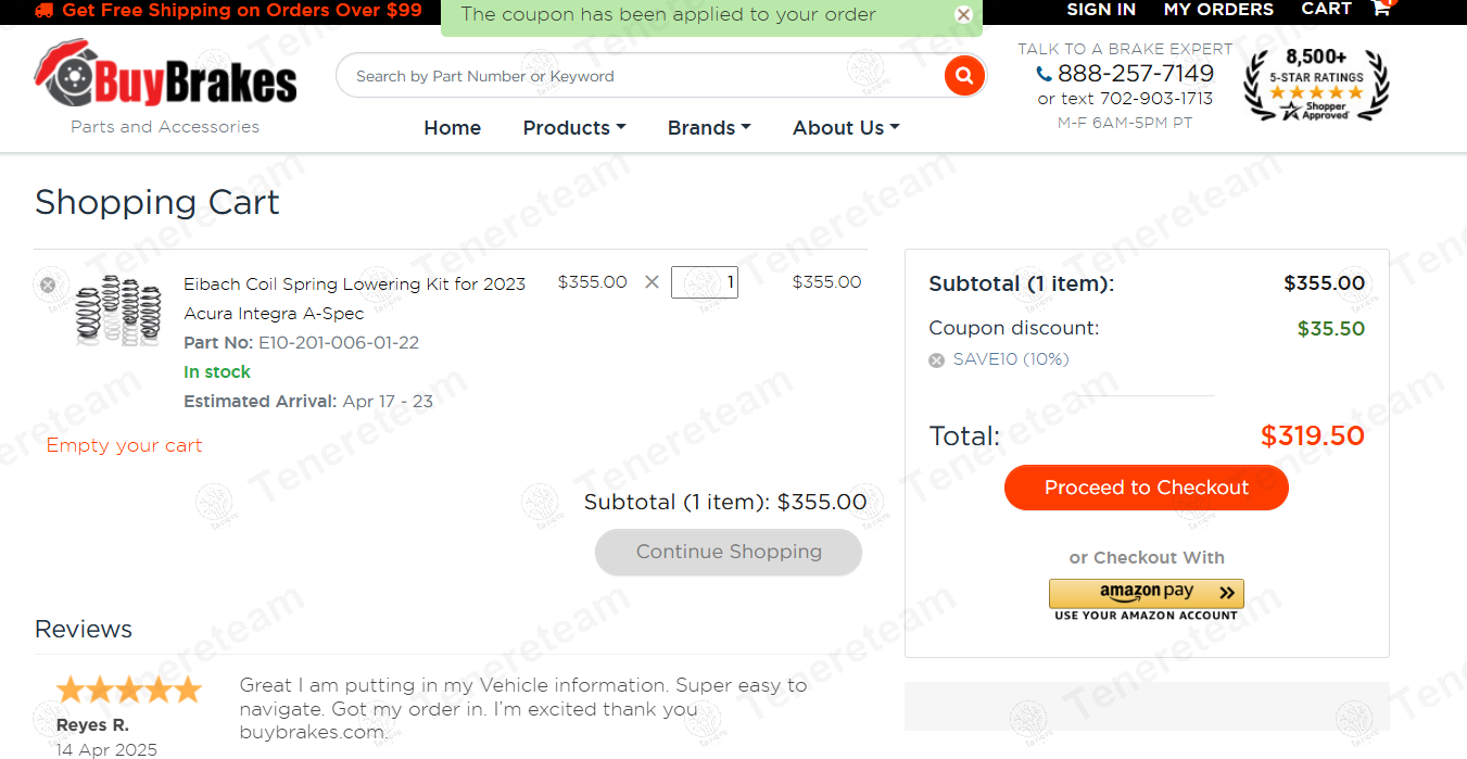 Buy Brakes coupon code: 10% off with SAVE10. Tested and valid as 7 months ago.