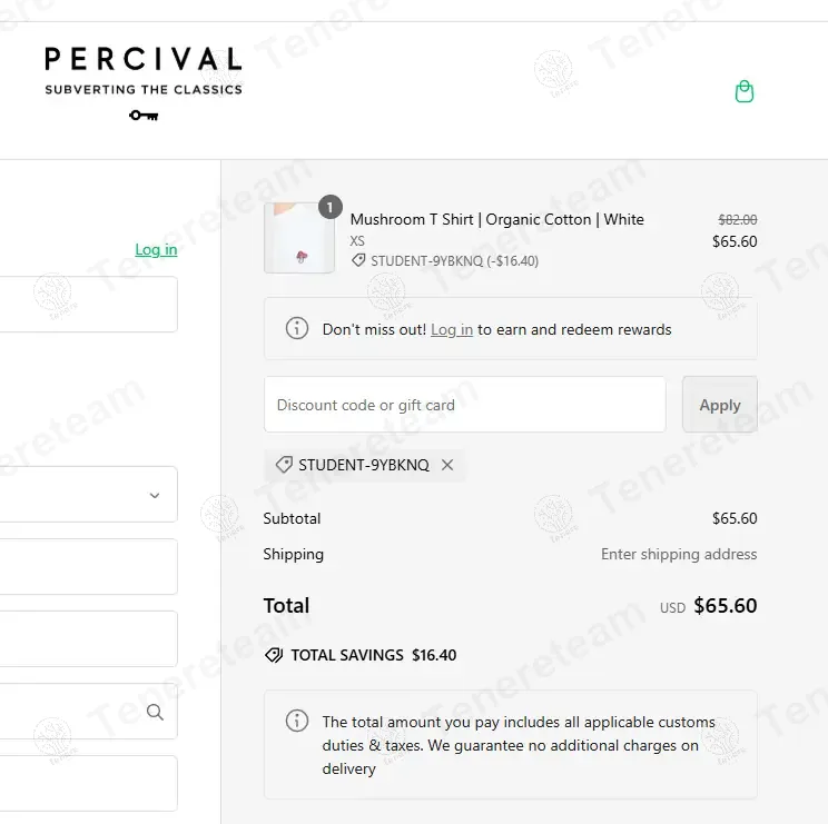 Percival Menswear coupon code: 20% off with STUDENT-9YBKNQ. Tested and valid as 1 year ago.