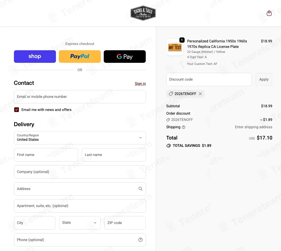 Signs And Tags Online coupon code: 10% off with 2026TENOFF. Tested and valid as 1 month ago.
