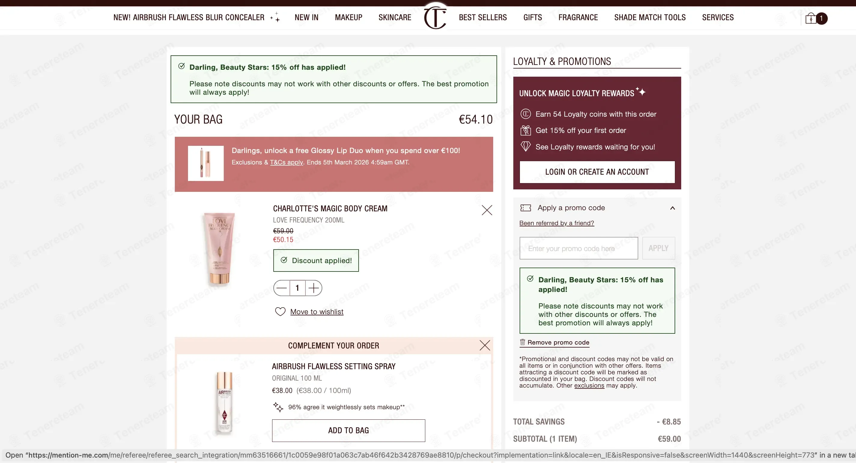 Charlotte Tilbury IE coupon code: 15% off with CT-SOCHJ2HX7PH. Tested and valid as 5 days ago.