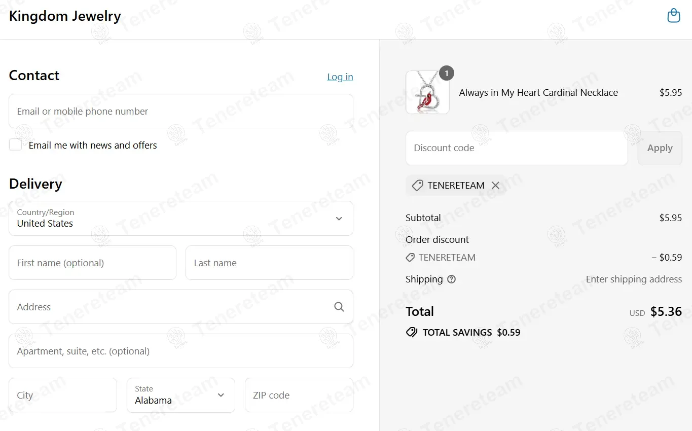 Kingdom Jewelry coupon code: 10% off with TENERETEAM. Tested and valid as 11 months ago.