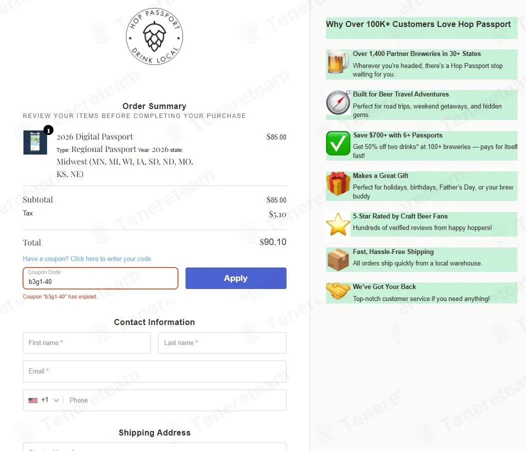 Hop Passport coupon code: Sale off with b3g1-40. Tested and valid as 2 months ago.