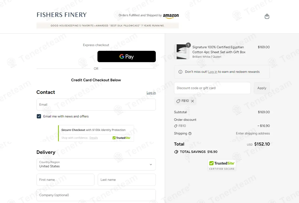 Fishers Finery coupon code: 10% off with FB10. Tested and valid as 9 months ago.