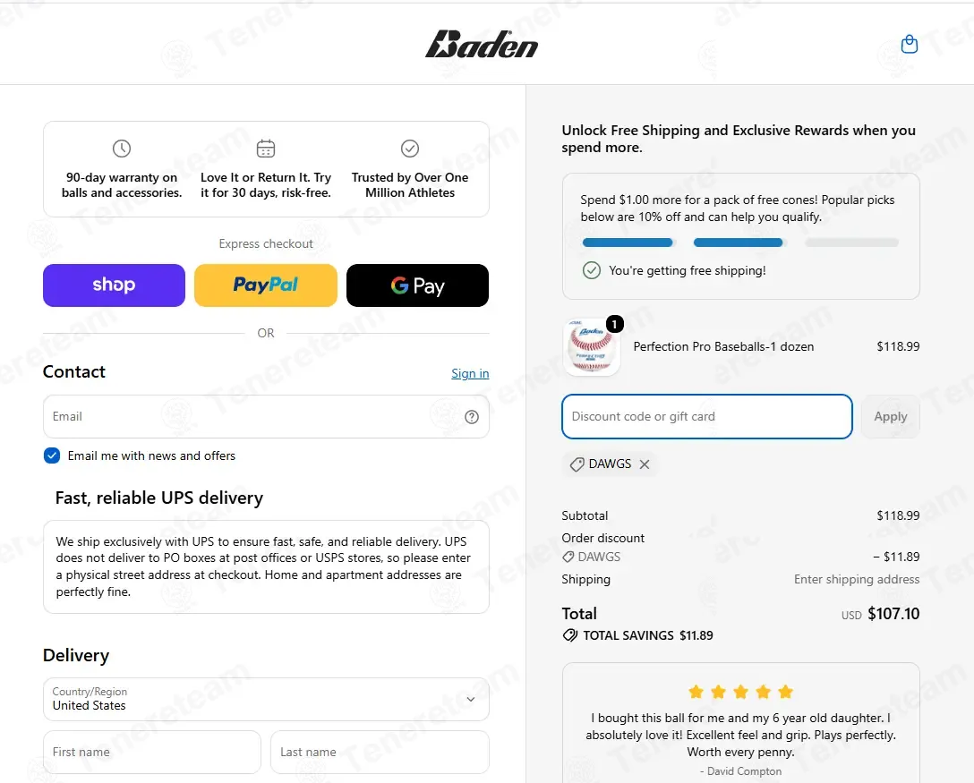 Baden Sports coupon code: 10% off with DAWGS. Tested and valid as 1 month ago.