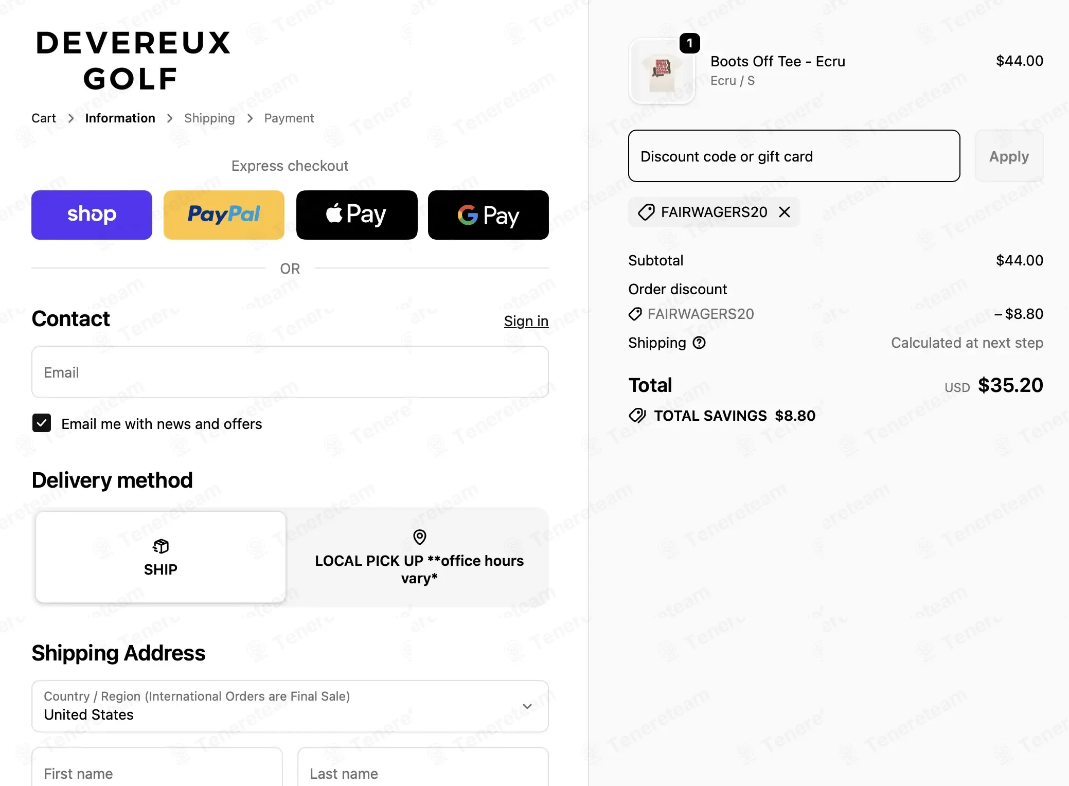 Devereux Golf coupon code: 20% off with FAIRWAGERS20. Tested and valid as 2 days ago.