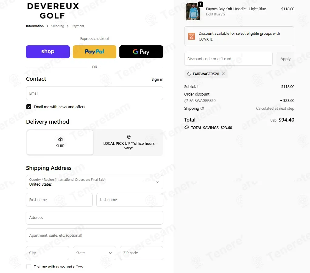 Devereux Golf coupon code: 20% off with FAIRWAGERS20. Tested and valid as 2 days ago.