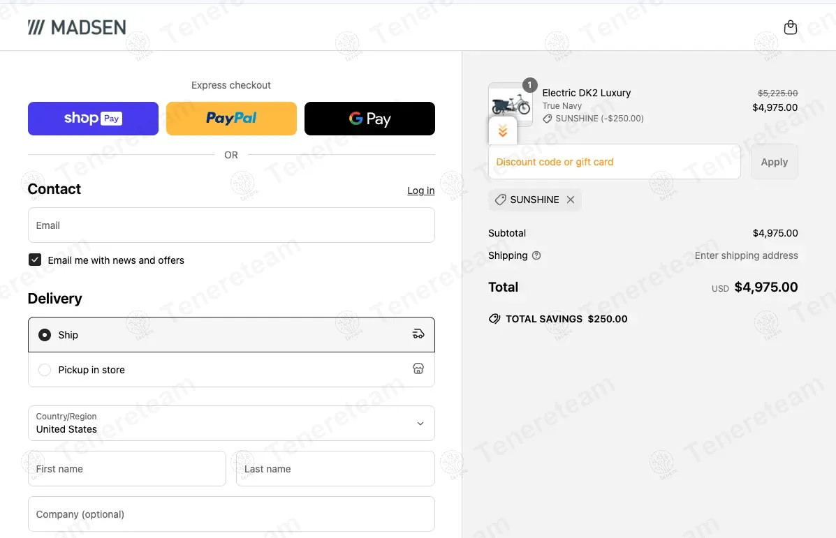 Madsen Cycles coupon code: 5% off with SUNSHINE. Tested and valid as 1 year ago.