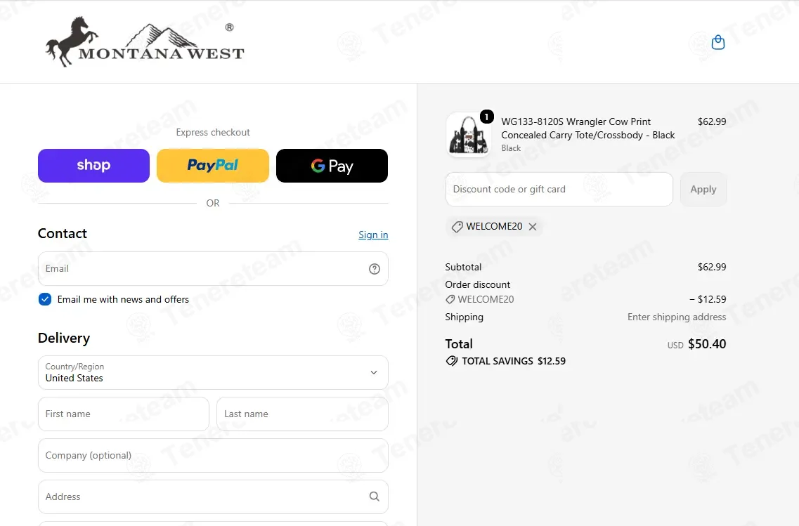 Montana West USA coupon code: 20% off with WELCOME20. Tested and valid as 4 weeks ago.