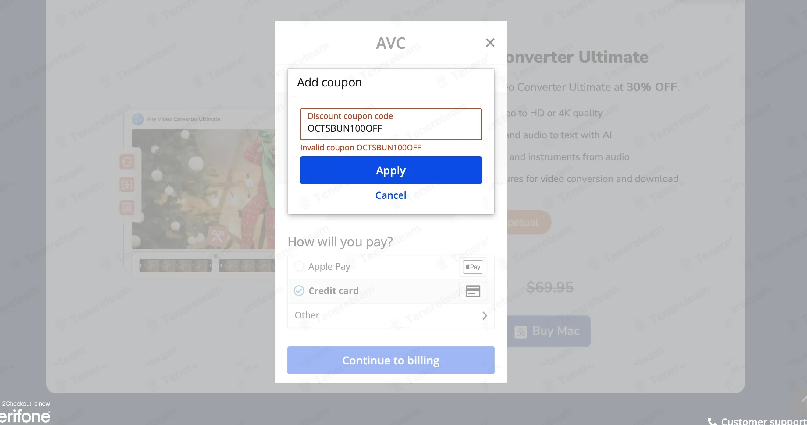 Any Video Converter coupon code: $100 off with OCTSBUN100OFF. Tested and valid as 4 months ago.