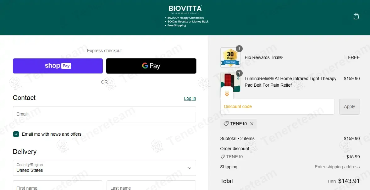 BioVitta Wellness coupon code: 10% off with TENE10. Tested and valid as 8 months ago.