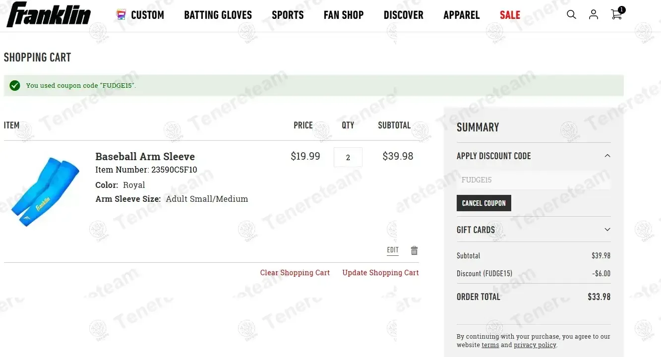 Franklin Sports coupon code: 15% off with FUDGE15. Tested and valid as 4 months ago.