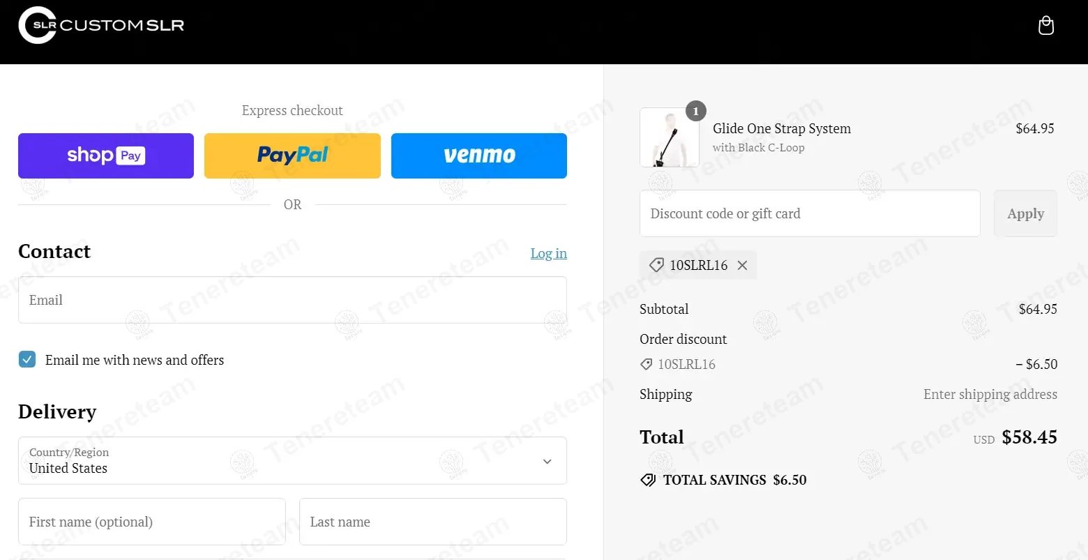 Custom SLR coupon code: 10% off with 10SLRL16. Tested and valid as 1 year ago.