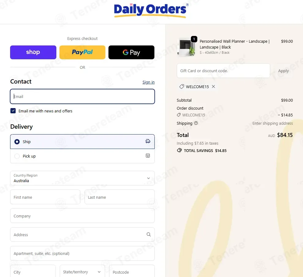 Daily Orders Australia coupon code: 15% off with WELCOME15. Tested and valid as 10 months ago.