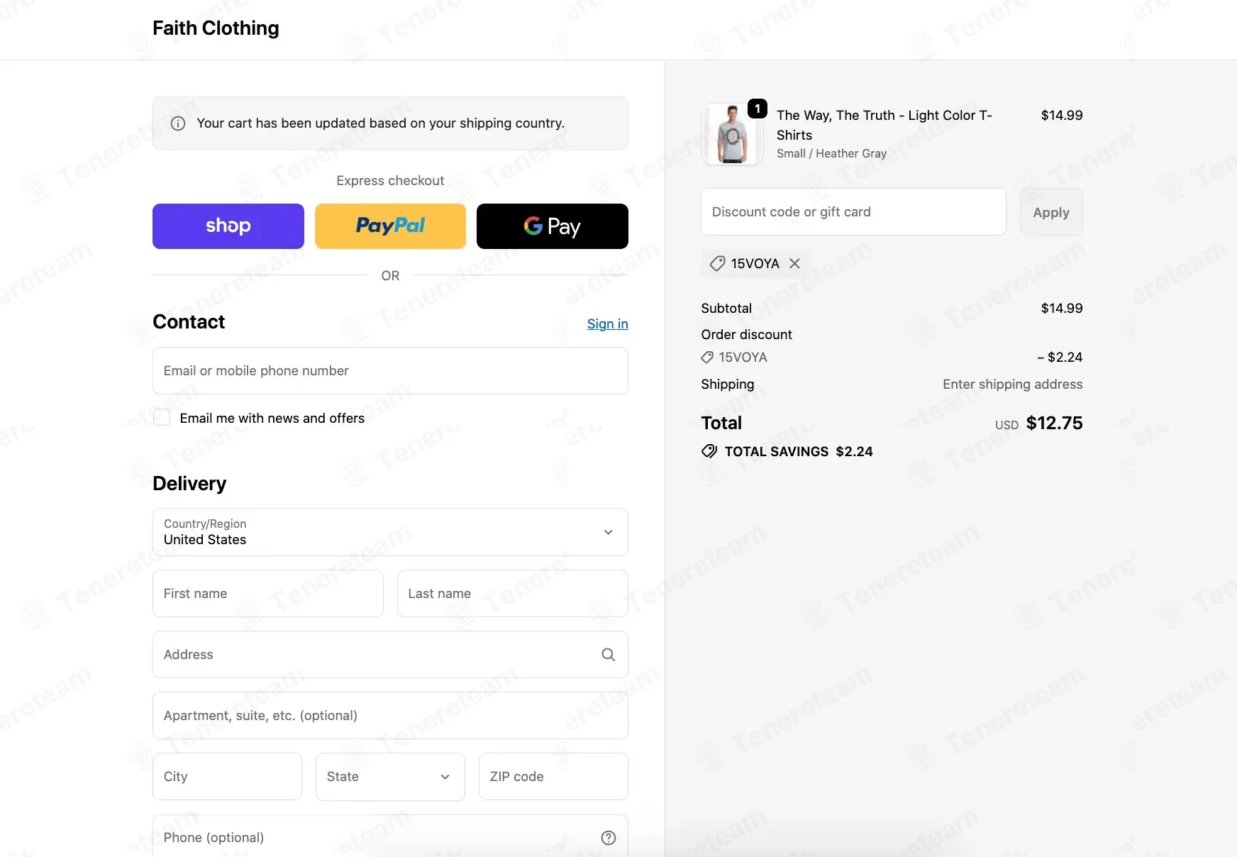Faith Clothing coupon code: 15% off with FIRST. Tested and valid as 1 month ago.