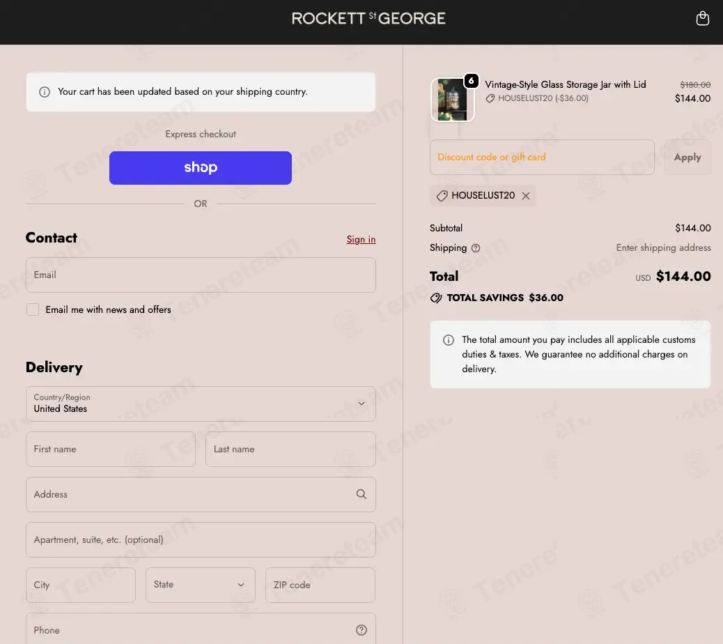 Rockett St George coupon code: 20% off with HOUSELUST20. Tested and valid as 8 months ago.