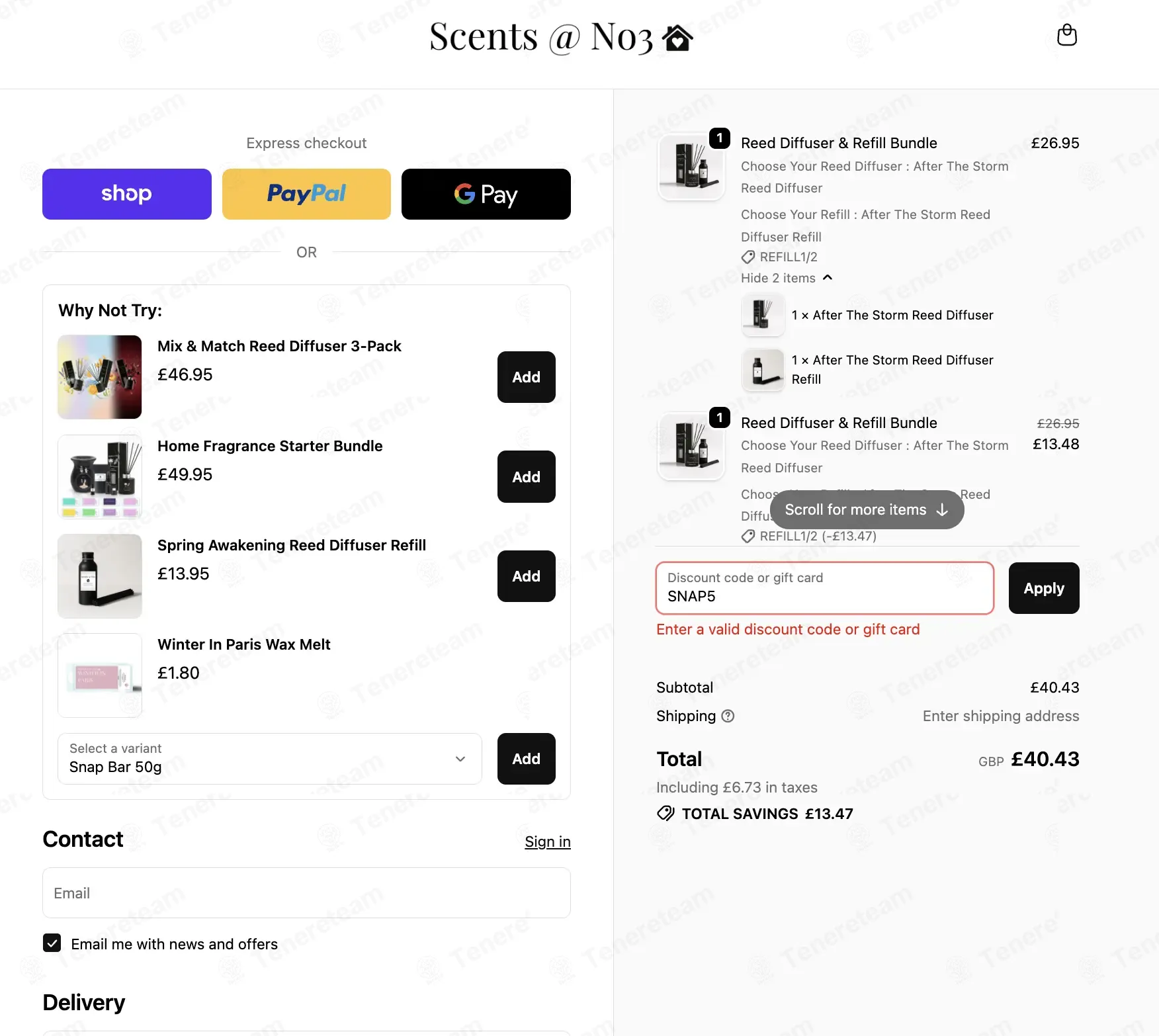 Scents at No. 3 coupon code: £5 off with SNAP5. Tested and valid as 2 weeks ago.