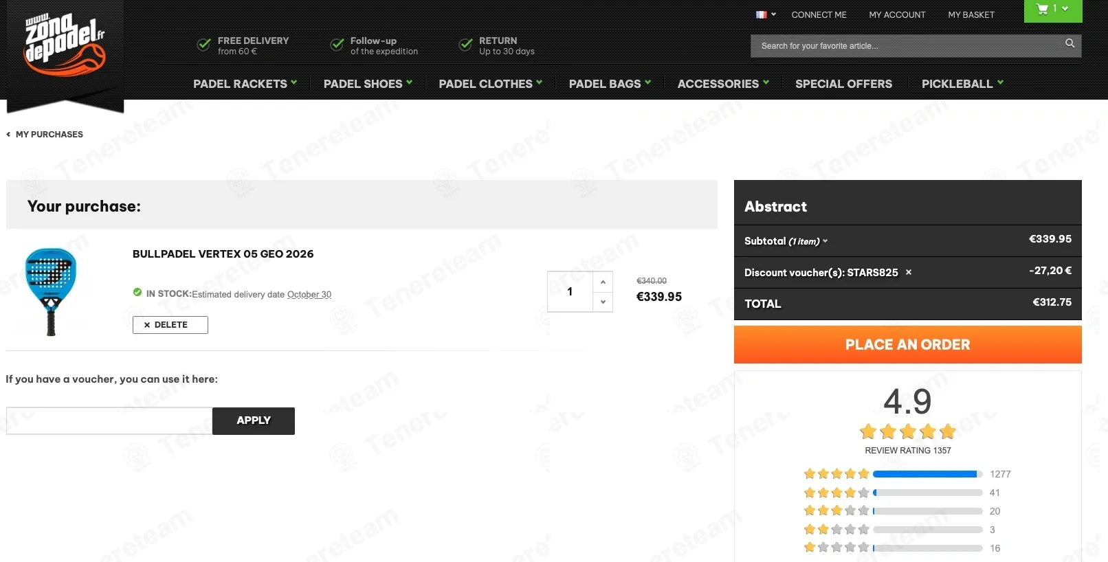Zona de Padel FR coupon code: 8% off with STARS825. Tested and valid as 9 months ago.