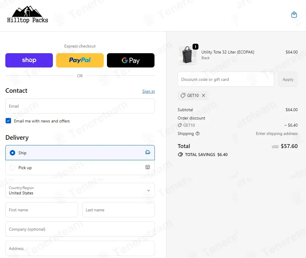 Hilltop Packs coupon code: 10% off with GET10. Tested and valid as 3 weeks ago.
