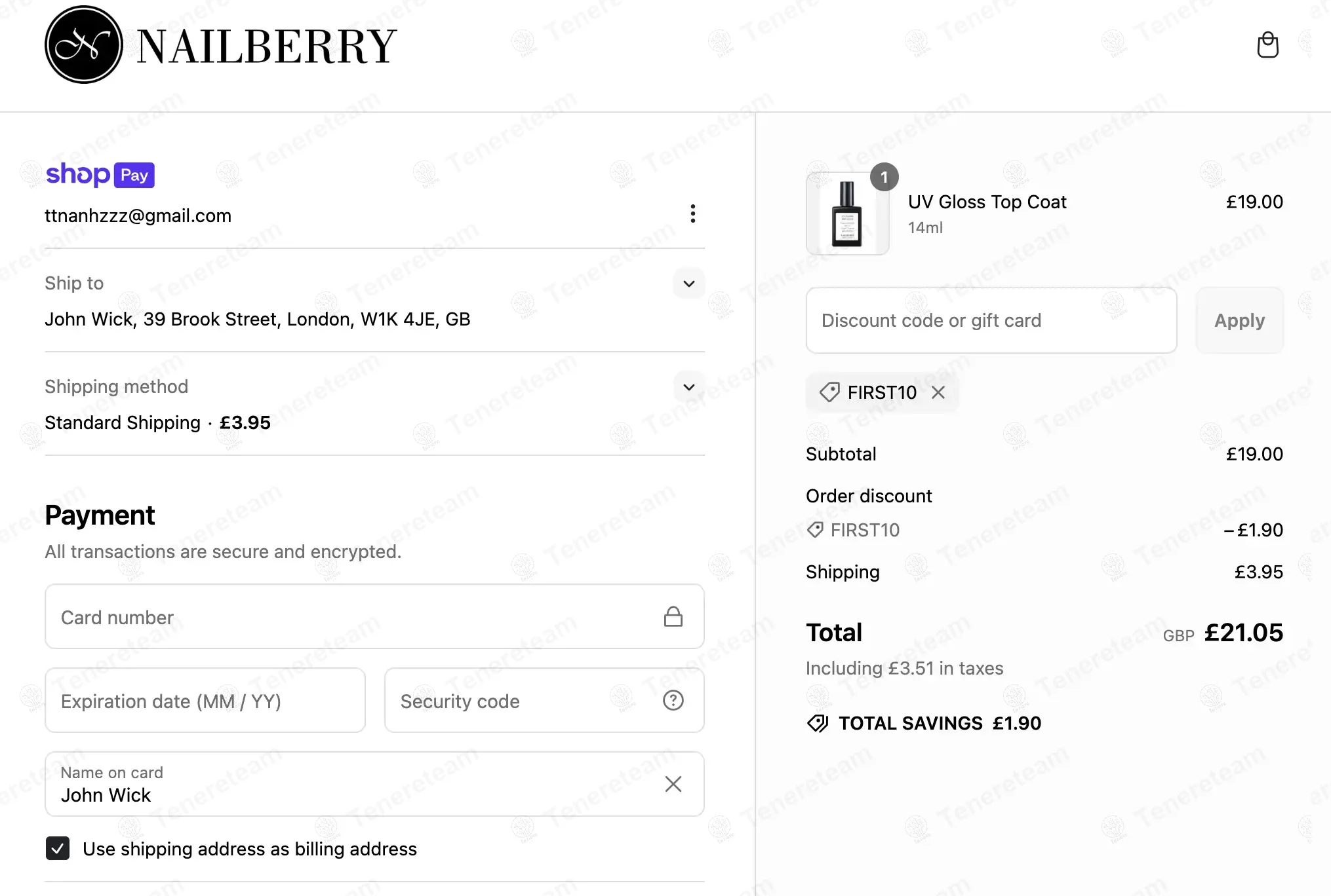 Nailberry coupon code: 10% off with FIRST10. Tested and valid as 1 year ago.