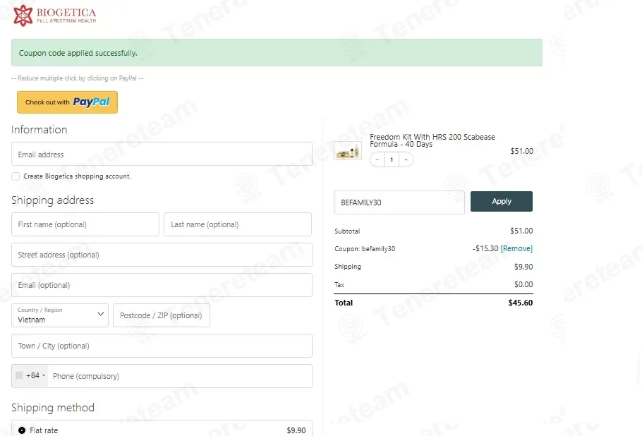 Biogetica coupon code: 30% off with BEFAMILY30. Tested and valid as 2 weeks ago.