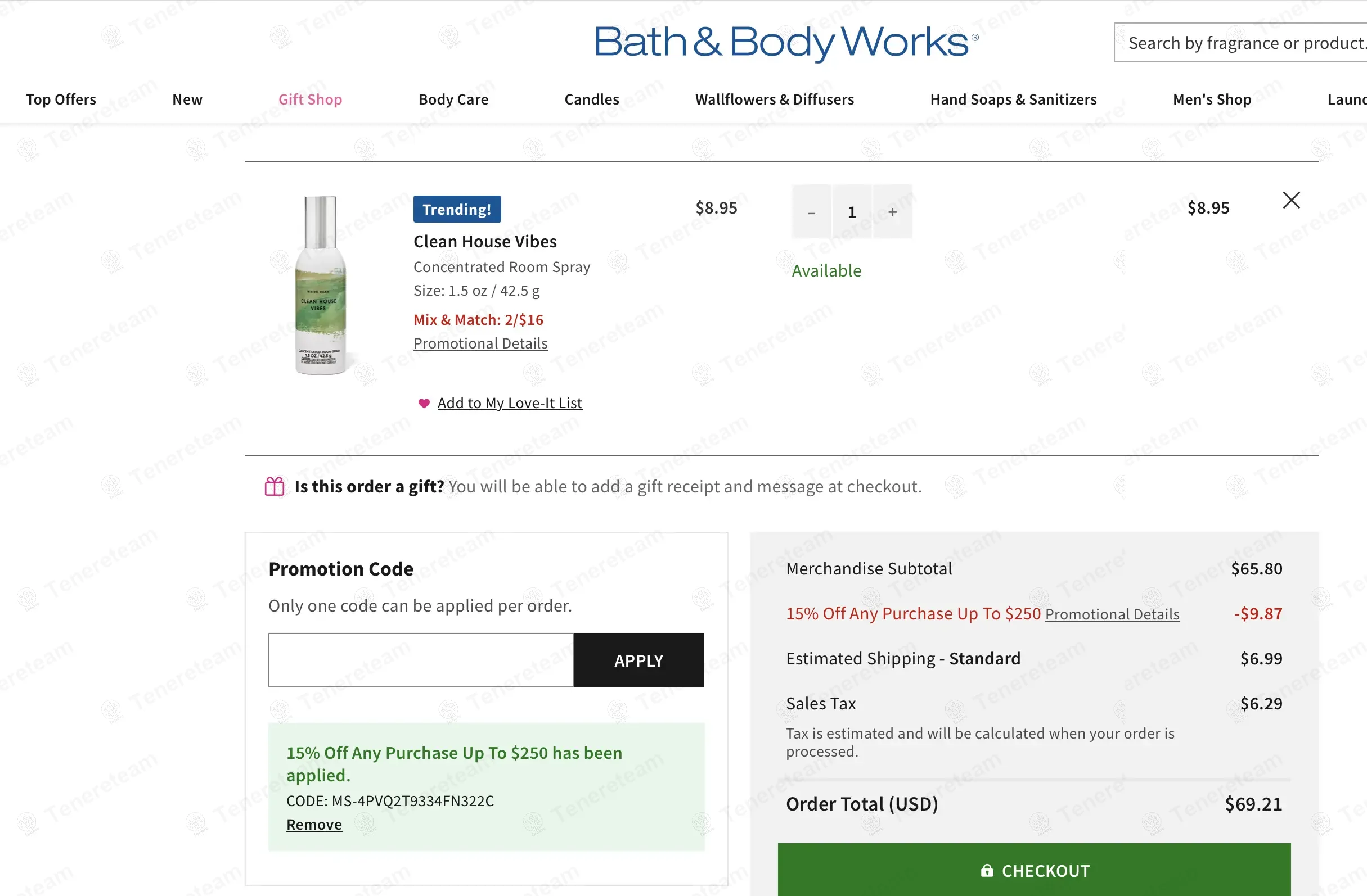 Bath & Body Works coupon code: 15% off with MS-4PVQ2T9334FN322C. Tested and valid as 1 year ago.