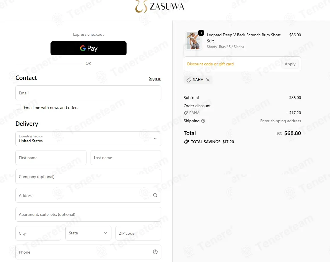 Zauwasportswear coupon code: 20% off with SAHA. Tested and valid as 4 days ago.