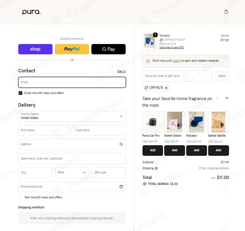 Pura coupon code: 15% off with CAPITAL15. Tested and valid as 2 weeks ago.