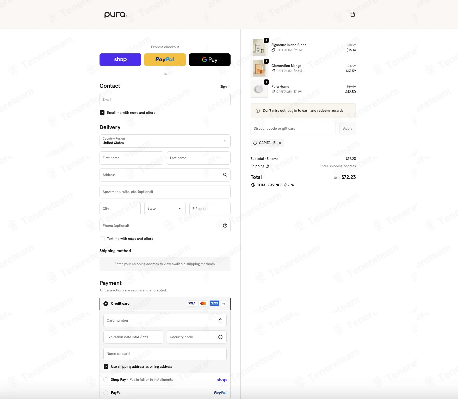 Pura coupon code: 15% off with CAPITAL15. Tested and valid as 2 weeks ago.