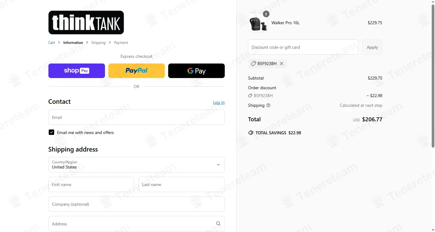 Think Tank Photo coupon code: 10% off with B5F923BH. Tested and valid as 11 months ago.