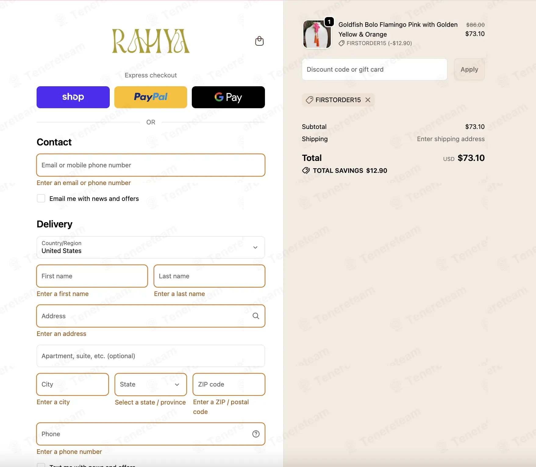 Rahya Jewelry Design coupon code: 15% off with FIRSTORDER15. Tested and valid as 1 month ago.