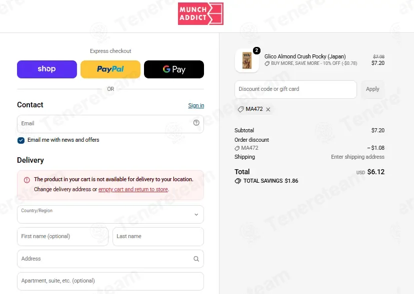 Munch Addict apply coupon code