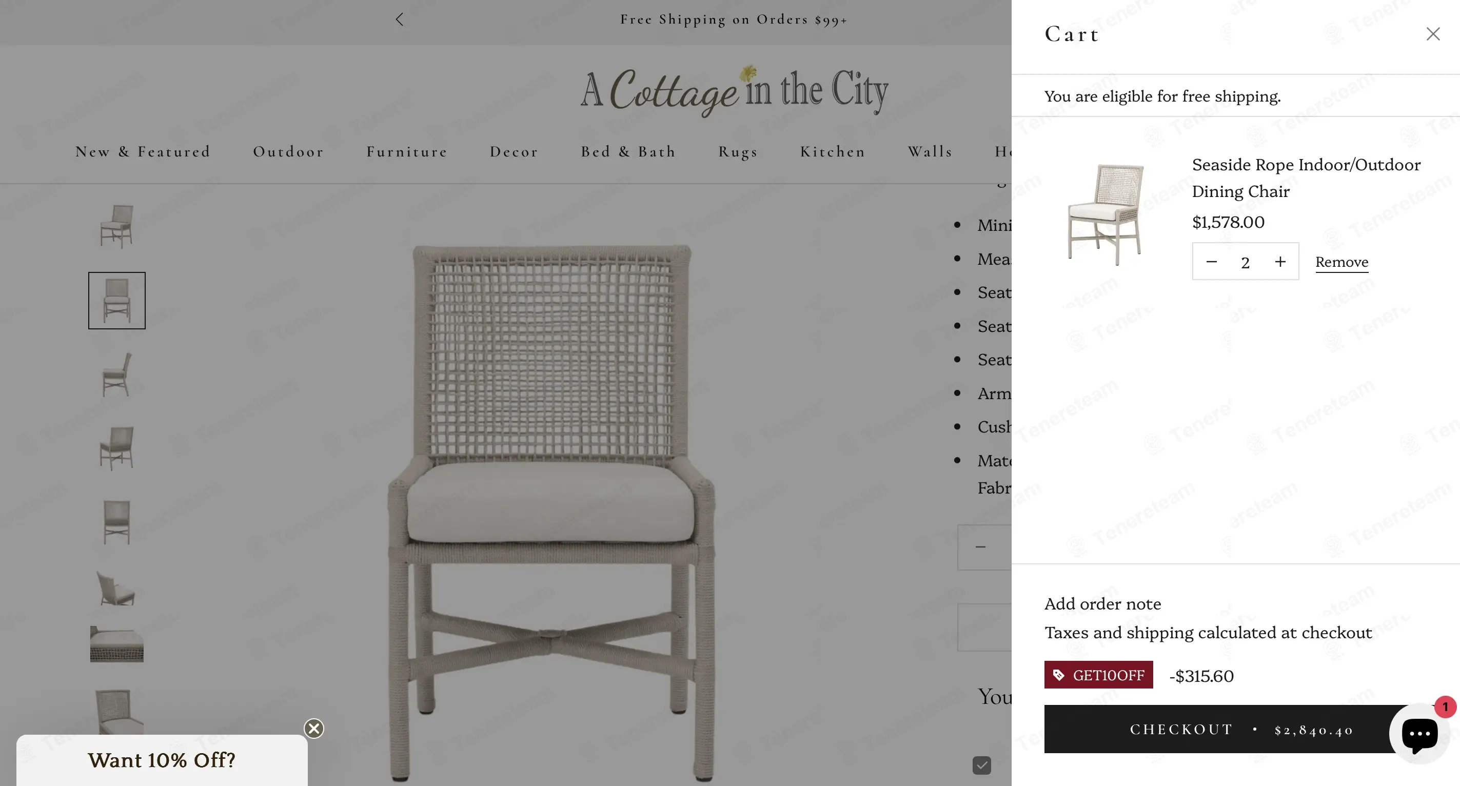 A Cottage in the City coupon code: 10% off with GET10OFF. Tested and valid as 2 weeks ago.