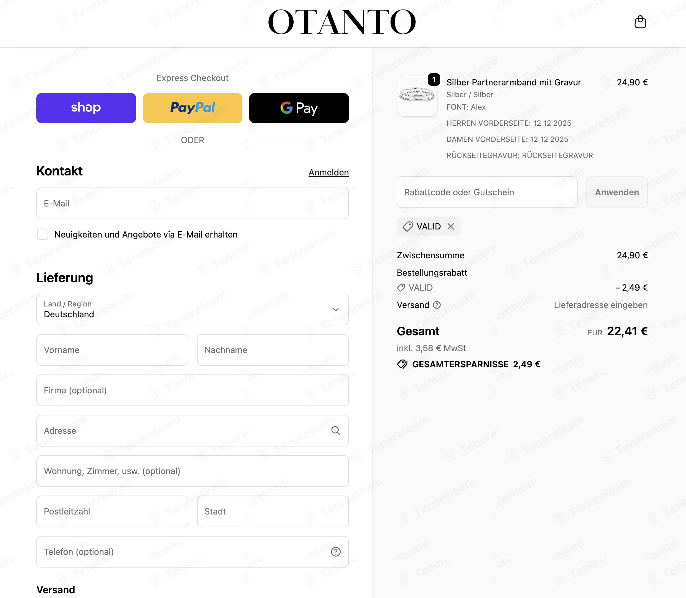 Otanto DE coupon code: 10% off with VALID. Tested and valid as 3 weeks ago.