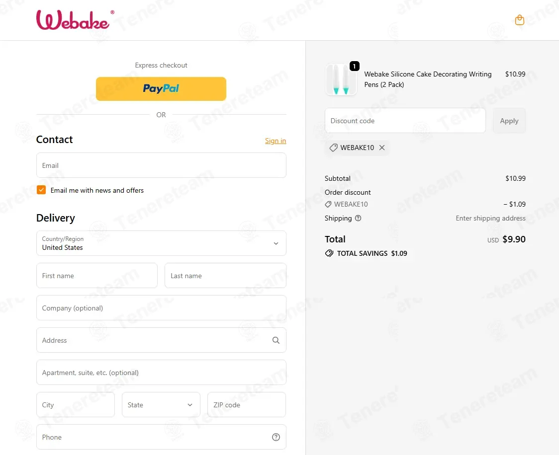 Webake coupon code: 10% off with WEBAKE10. Tested and valid as 2 months ago.