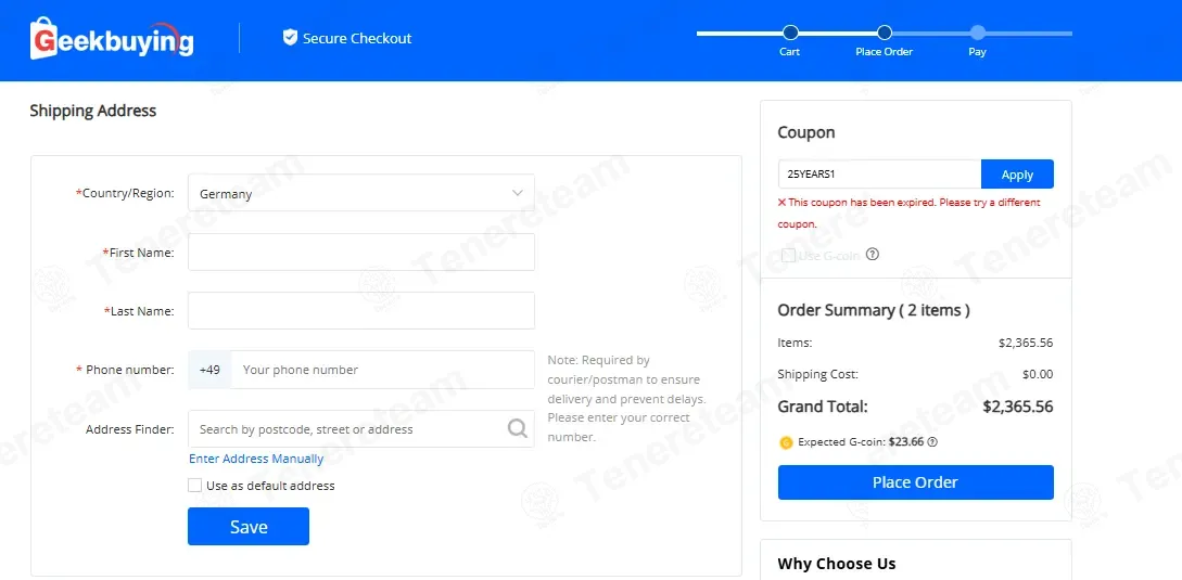GeekBuying coupon code: $15 off with 25YEARS1. Tested and valid as 2 weeks ago.