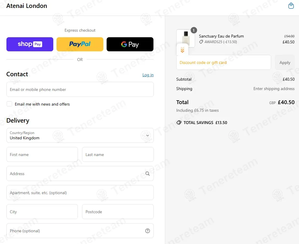 Atenai London coupon code: 25% off with AWARDS25. Tested and valid as 1 year ago.
