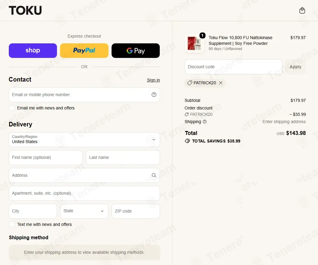 Toku Health coupon code: 20% off with PATRICK20. Tested and valid as 1 hour ago.