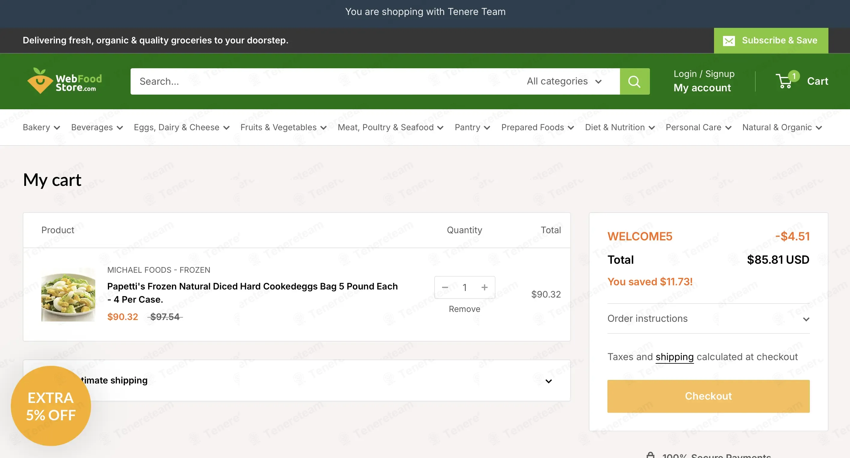 Web Food Store coupon code: 5% off with WELCOME5. Tested and valid as 1 month ago.