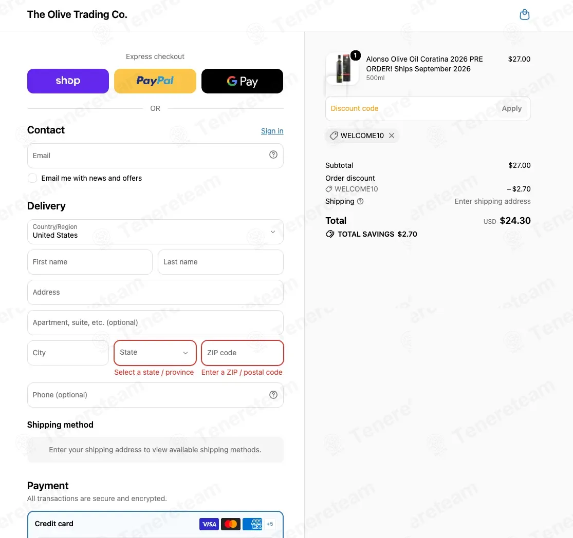The Olive Trading Co apply coupon code