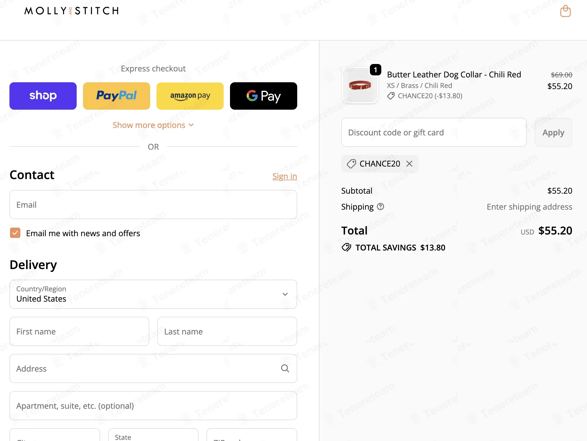 Molly And Stitch US coupon code: 20% off with CHANCE20. Tested and valid as 1 month ago.