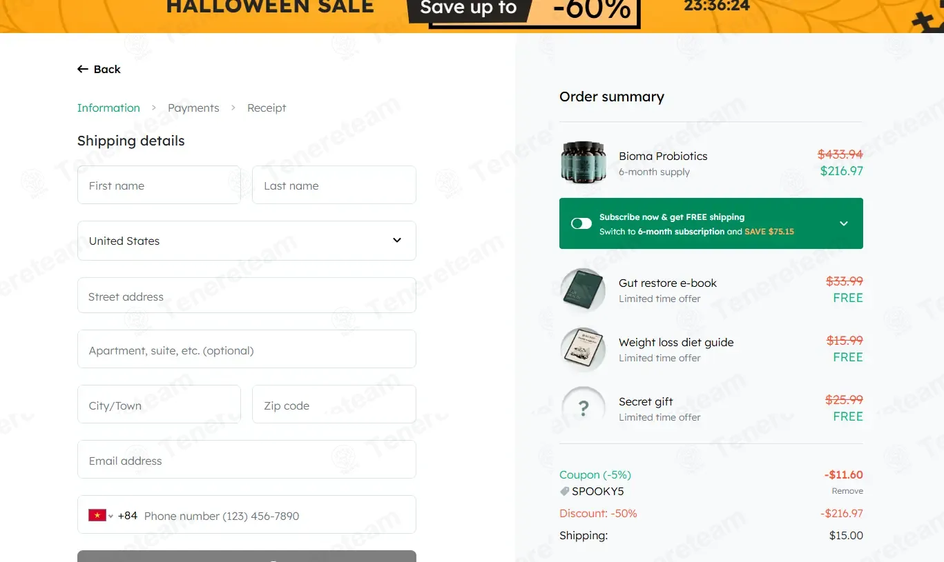 Bioma Health coupon code: 5% off with SPOOKY5. Tested and valid as 7 months ago.