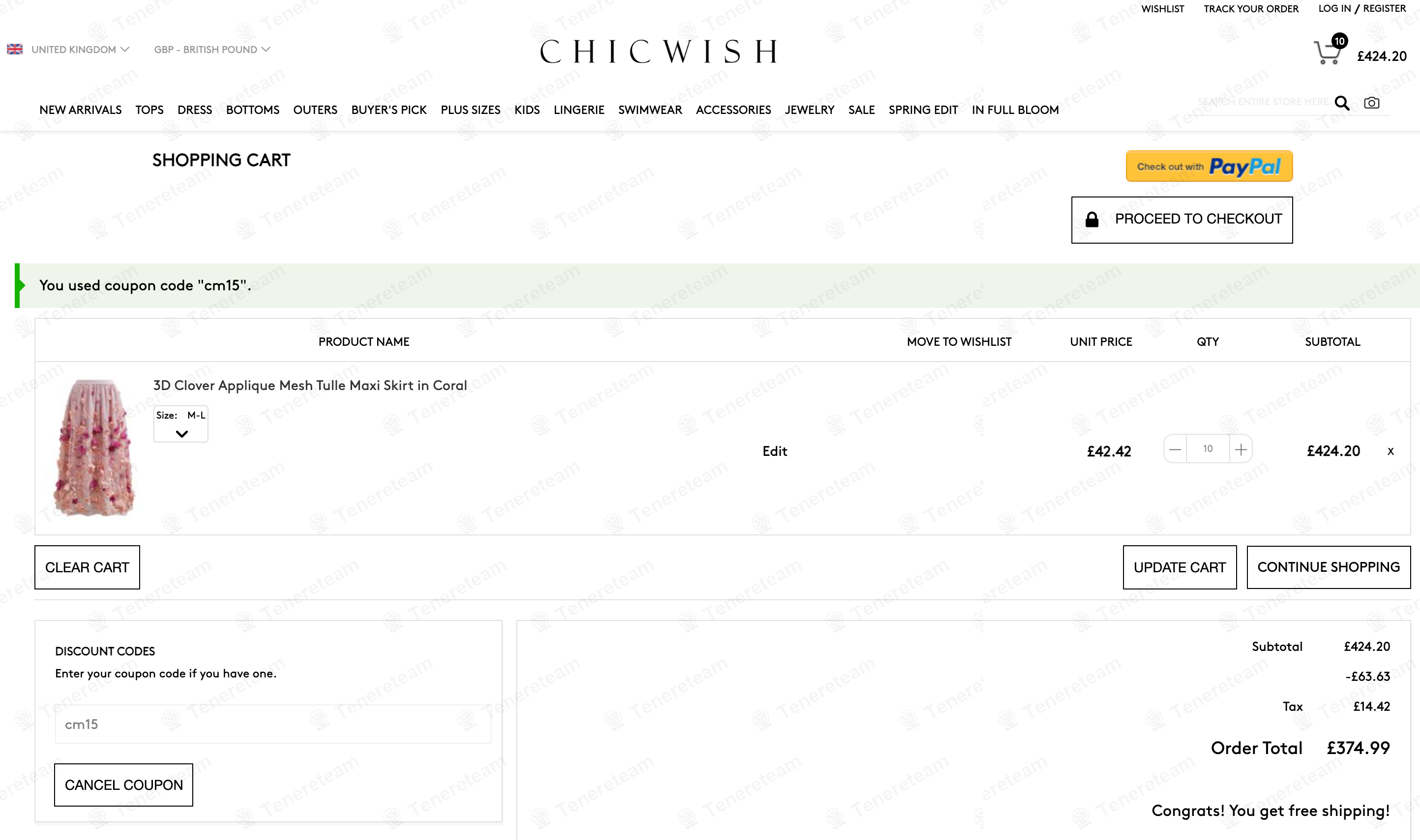 Chicwish Uk coupon code: 15% off with cm15. Tested and valid as 1 year ago.