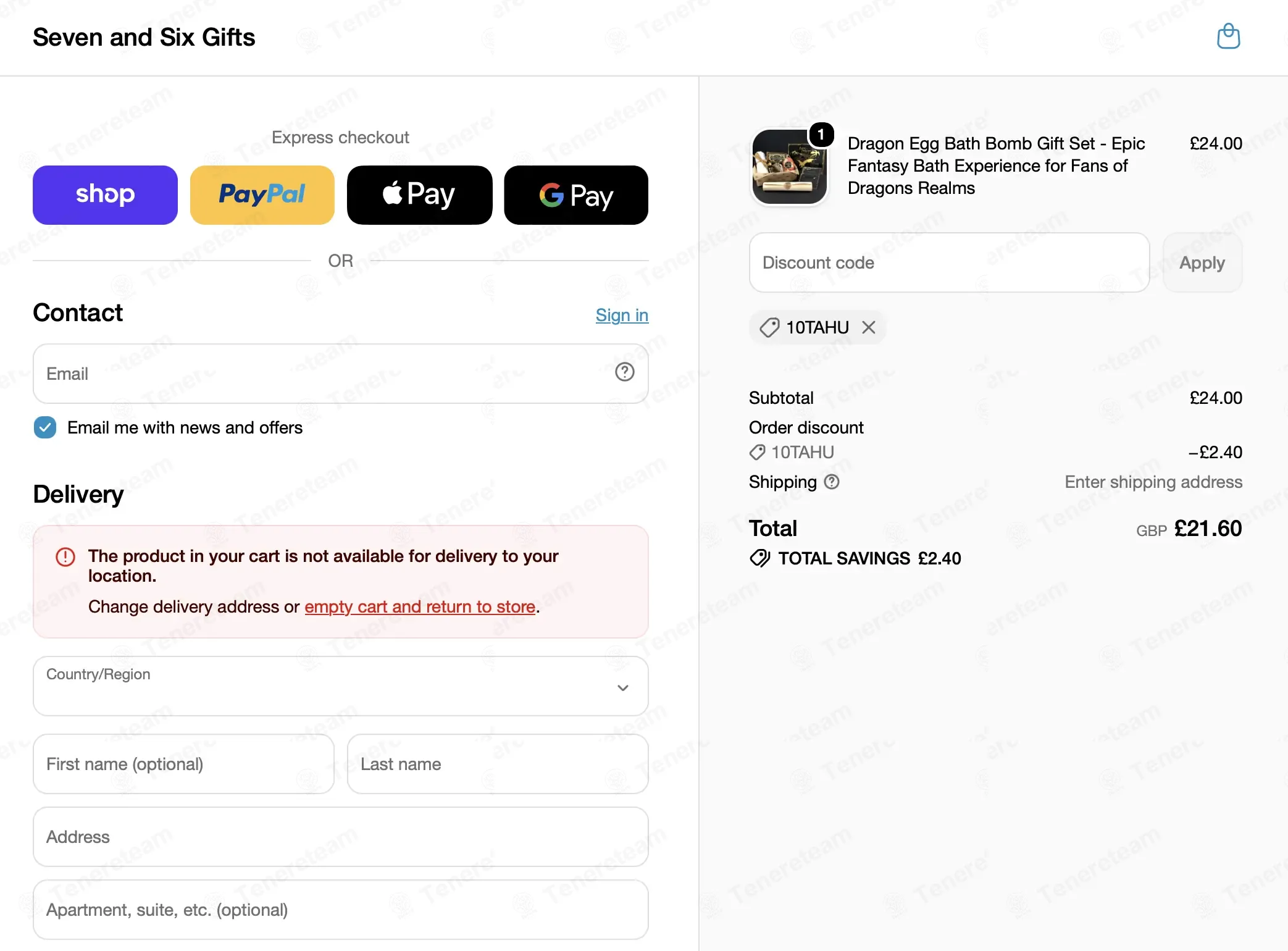 Seven and Six Gifts coupon code re-checked and confirmed working at checkout